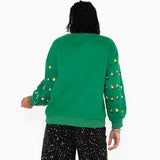 Licensed Green Sequin & Beaded String Light Santa Clark Griswold Sweatshirt | Queen Of Sparkles