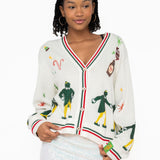 Licensed White Walking Buddy Sequin & Beaded Icon Cardigan | Queen Of Sparkles