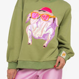 Licensed Green Friends Metallic & Sequin Turkey With Sunglasses Sweatshirt | Queen Of Sparkles