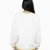 Licensed Grey Sequin & Beaded Elf Logo Striped Neck And Cuff Sweatshirt | Queen Of Sparkles