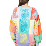 Multi Colorblock QOS Card Logo Sweatshirt | Queen Of Sparkles