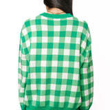 Green & White Checkered Golf Cart Sweater | Queen Of Sparkles