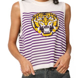 Licensed LSU Mascot Striped Knit Tank | Queen Of Sparkles