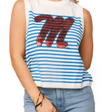 Licensed Ole Miss Mascot Striped Knit Tank | Queen Of Sparkles