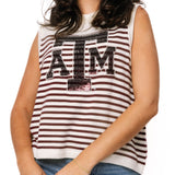 Licensed Texas A&M Mascot Striped Knit Tank | Queen Of Sparkles