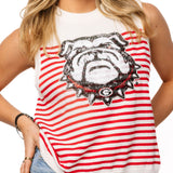 Licensed UGA Mascot Striped Knit Tank | Queen Of Sparkles