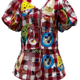 Red & White Checkered Picnic Cotton Tie Top | Queen Of Sparkles
