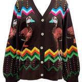 Brown Multi Zig Zag Duck Cardigan | Queen Of Sparkles
