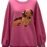 Hot Pink Dachshund Sweatshirt | Queen Of Sparkles