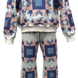Ivory, Blue & Light Pink Patchwork Sweatshirt | Queen Of Sparkles