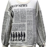 White & Black 'Queen Of News' Sweatshirt | Queen Of Sparkles