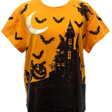 Orange & Black Halloween House Tee | Queen Of Sparkles