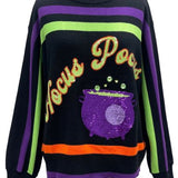 Black, Purple, Orange & Green Stripe 'Hocus Pocus' Long Sleeve Sweater | Queen Of Sparkles