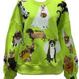 Lime Green Halloween Dogs Sweatshirt | Queen Of Sparkles