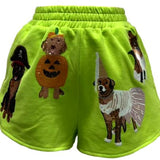 Lime Green Halloween Dogs Short | Queen Of Sparkles