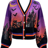 Purple Halloween Scene Cardigan | Queen Of Sparkles