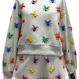 Ivory Multi Beaded Spider Sweatshirt | Queen Of Sparkles