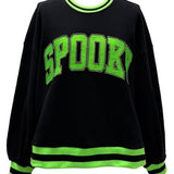 Black & Neon Green 'Spooky' Sweatshirt | Queen Of Sparkles