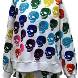 White Rainbow Skulls Sweatshirt | Queen Of Sparkles