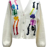 White Rainbow Skeleton Button Up Cardigan | Queen Of Sparkles