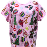 Light Pink Christmas Icons Tee | Queen Of Sparkles