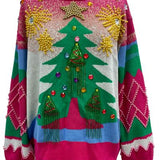 Multi Pearl Fringe Christmas Tree Sweater | Queen Of Sparkles