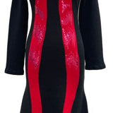 Black, Green & Red Sequin Wreath With Bow Knit Midi Dress | Queen Of Sparkles