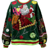 Dark Green Vintage Jingle Bell Santa Sweatshirt | Queen Of Sparkles