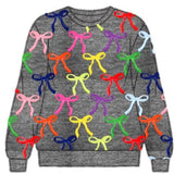 Charcoal Multi Bow Sweatshirt | Queen Of Sparkles