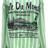 Mint & White Striped 'Cafe Du Monde' Sweater | Queen Of Sparkles