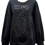 Black Tonal Queen Card Sweatshirt | Queen Of Sparkles