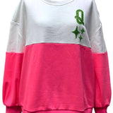 White & Neon Pink Colorblock QOS Logo Sweatshirt | Queen Of Sparkles