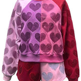 Colorblock Rhinestone Hearts Sweatshirt | Queen Of Sparkles