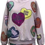 Pale Pink Multi Positive Hearts Sweatshirt | Queen Of Sparkles