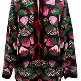 Brown Multi Strawberry Tie Up Sweater | Queen Of Sparkles