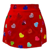 Red Multi Rhinestone Heart Skirt | Queen Of Sparkles