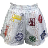 White Multi Passport Stamp Short | Queen Of Sparkles