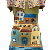 Multi Italian Tile Collar Houses On Water Knit Sweater Dress | Queen Of Sparkles