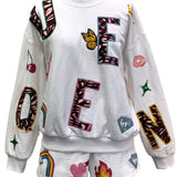 White 'Queen' Icon Sweatshirt | Queen Of Sparkles