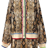 Snake Print Rainbow Trim Button Up Sweater | Queen Of Sparkles