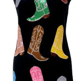 Black Knit Multi Cowboy Boot Tank Dress | Queen Of Sparkles