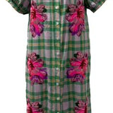 Plaid Azalea Button Up Midi Cotton Dress | Queen Of Sparkles