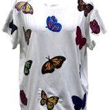 White Multi Butterfly Tee | Queen Of Sparkles