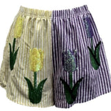 Striped Colorblock Sequin Tulip Cotton Short | Queen Of Sparkles