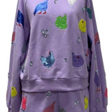Lavender Multi Chicken Sweatshirt | Queen Of Sparkles