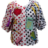 Colorblock Polka Dot Teacher Icon Button Up Top | Queen Of Sparkles
