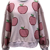 Light Pink & Red Gingham Apple Sweatshirt | Queen Of Sparkles