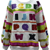 Grey Multi 'ABC's' Sweatshirt | Queen Of Sparkles