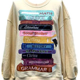 Beige School Books Sweatshirt | Queen Of Sparkles