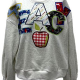 Grey Multi Fabric 'Teach' Apple Sweatshirt | Queen Of Sparkles